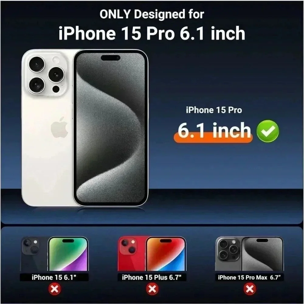Justcool for iPhone 15 Pro 6.1” Case Military Grade‎ With 2 Screen Protectors